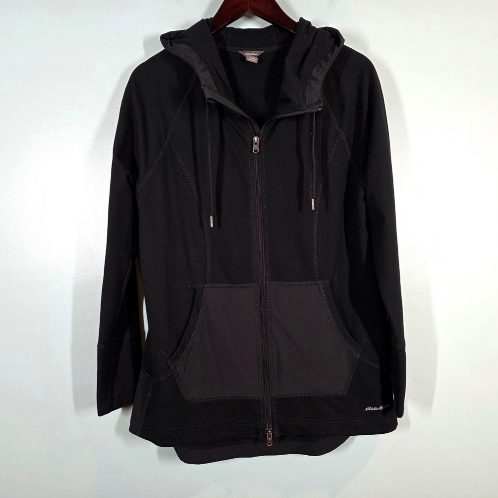 Eddie Bauer Womens Summit Black Full Zip Hoodie Jacket Large Activewear